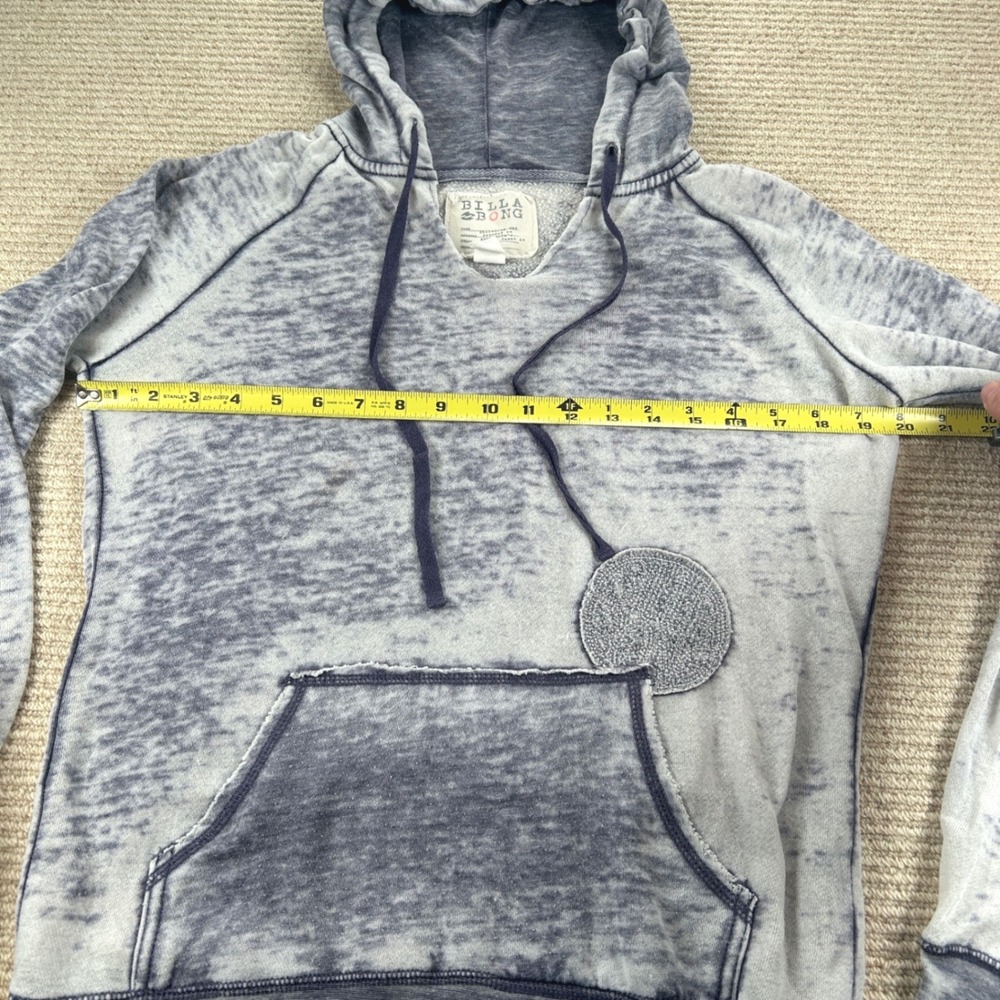 Billabong Hoodie Women Medium Gray Blue Burnout Wash Surf Beachy Boho Sweatshirt - Picture 9 of 14